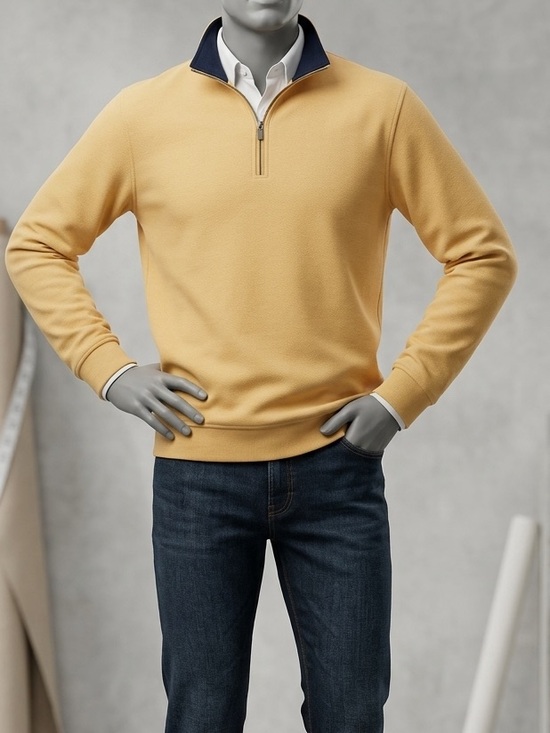 Alex Cannon Other - Men's Alex Cannon mustard yellow 1/4 zip sweatshirt size L (Preppy/Classic)